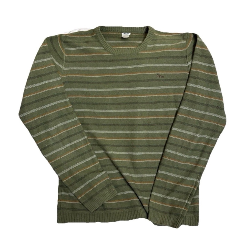Guess Sweater Mens Medium Green  CrewNeck Knit Pullover Vintage